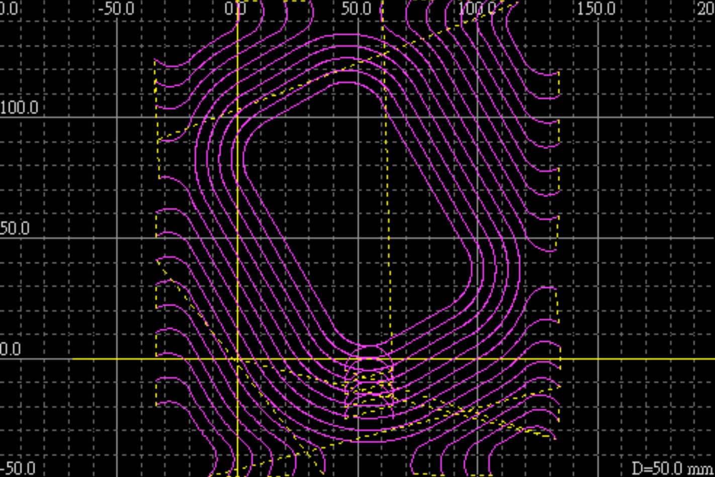 tool path simulation - XY plane